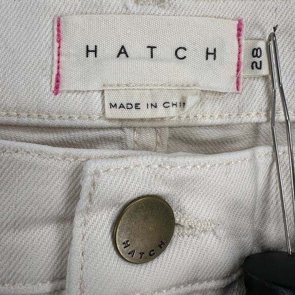 Hatch The Straight Leg Maternity Cropped Jeans Cream Winter White Size 28 - Picture 5 of 12